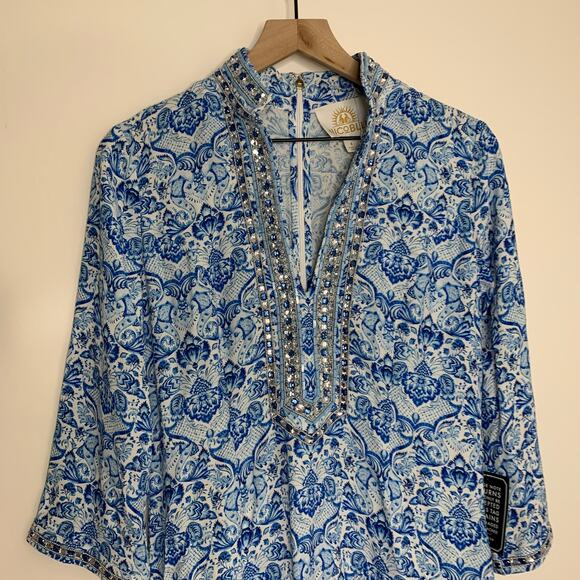 NicoBlue Shalimar Long Tunic Dress with Sapphire Jewel Embellishment Women New - Picture 10 of 16